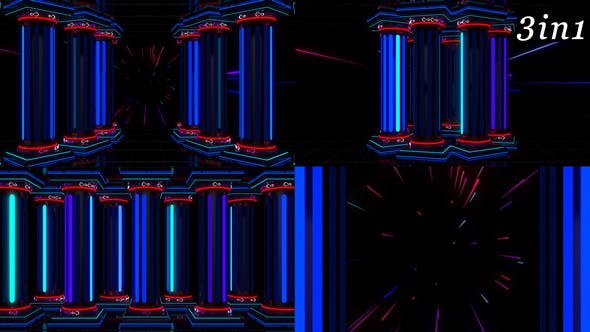 Neon Columns VJ Loop Pack (3in1) - 18668093 Videohive Download