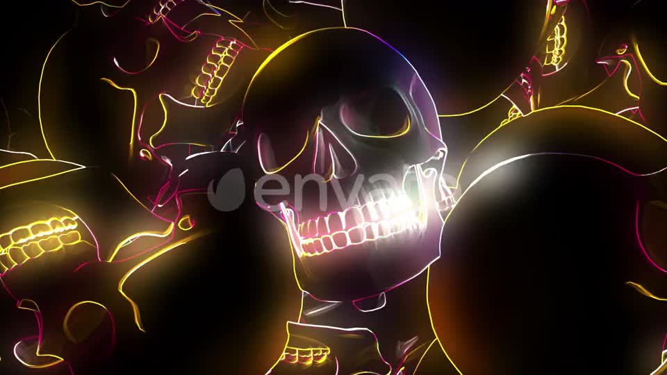 Neon Glowing Skull 4k Videohive 24431071 Motion Graphics Image 1