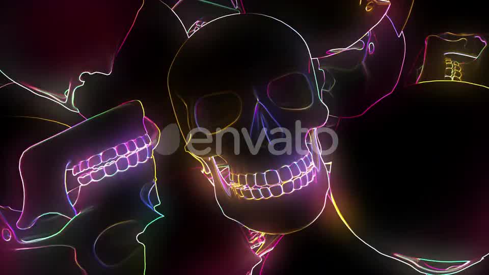 Neon Glowing Skull 4k Videohive 24431071 Motion Graphics Image 10