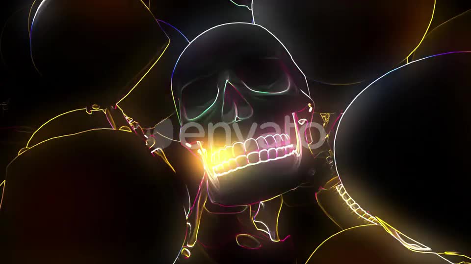 Neon Glowing Skull 4k Videohive 24431071 Motion Graphics Image 2