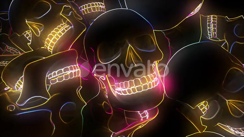 Neon Glowing Skull 4k Videohive 24431071 Motion Graphics Image 3