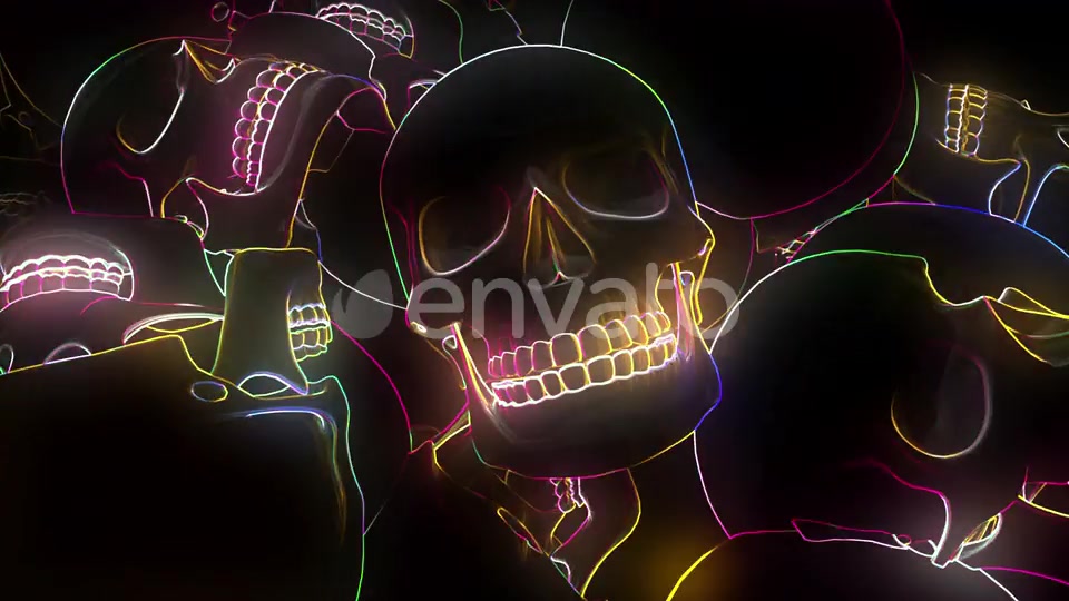 Neon Glowing Skull 4k Videohive 24431071 Motion Graphics Image 6