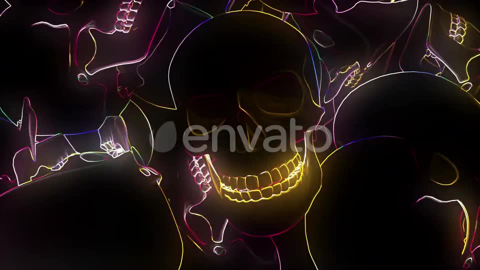 Neon Glowing Skull 4k Videohive 24431071 Motion Graphics Image 9