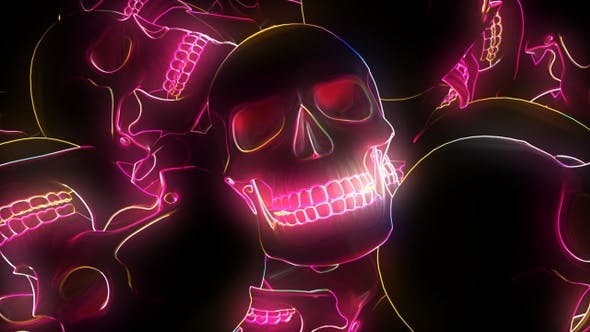 Neon Glowing Skull 4k - 24431071 Download Videohive