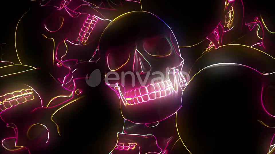 Neon Glowing Skull Hd 01 Videohive 24725901 Motion Graphics Image 1