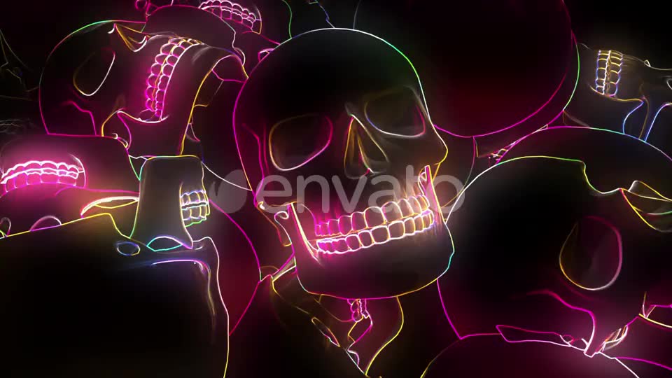 Neon Glowing Skull Hd 01 Videohive 24725901 Motion Graphics Image 7