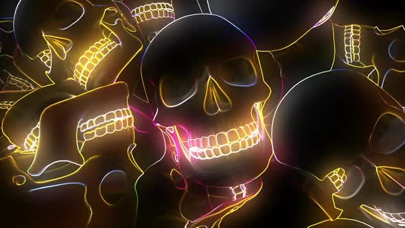 Neon Glowing Skull Hd 01 - 24725901 Videohive Download