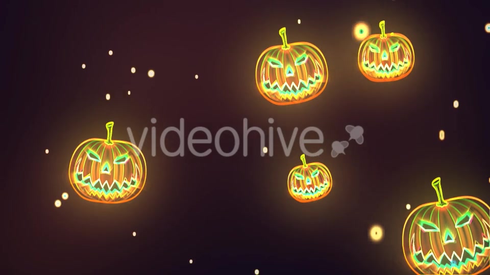 Neon Halloween Pumpkin Background Videohive 20742149 Motion Graphics Image 3