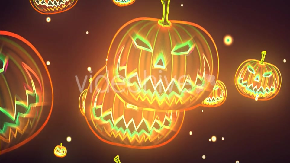 Neon Halloween Pumpkin Background Direct Download
