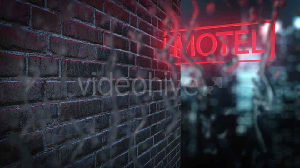 Neon Sign of the Motel Behind the Wet Glass with Drops Videohive 20014336 Motion Graphics Image 6