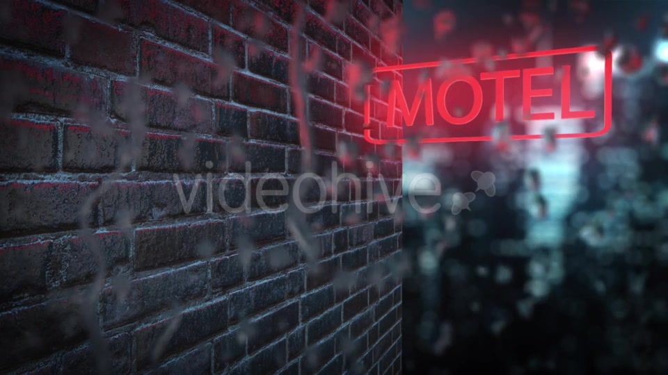 Neon Sign of the Motel Behind the Wet Glass with Drops Videohive 20014336 Motion Graphics Image 9