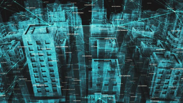 Network Social And Data Communication Connection Around Digital Hologram City - Videohive 20505669 Download