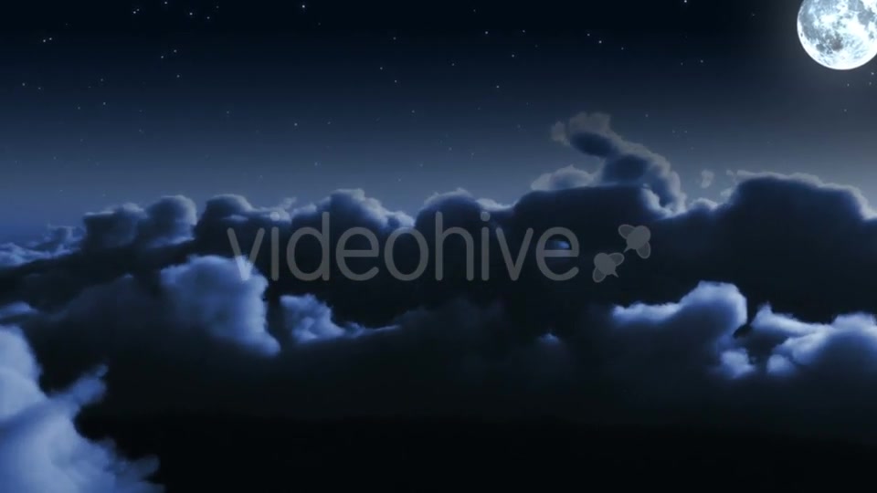 Night Flight Over Clouds with Stars and Moon Videohive 20002107 Motion Graphics Image 10