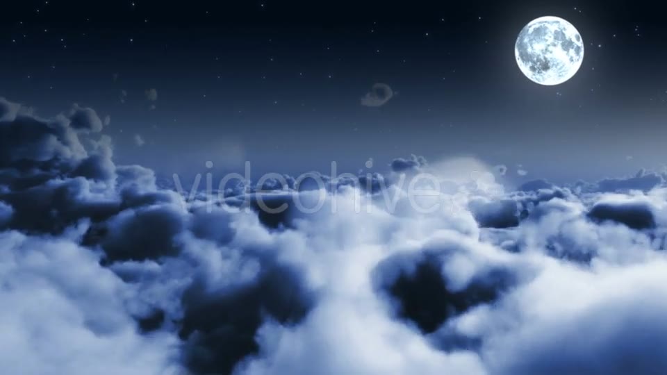 Night Flight Over Clouds with Stars and Moon Videohive 20002107 Motion Graphics Image 2