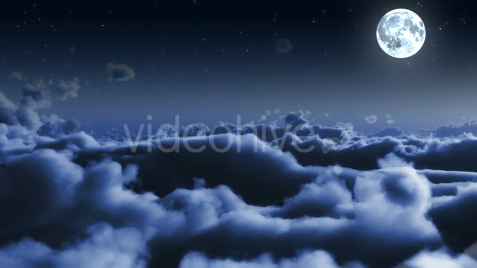 Night Flight Over Clouds with Stars and Moon Videohive 20002107 Motion Graphics Image 3