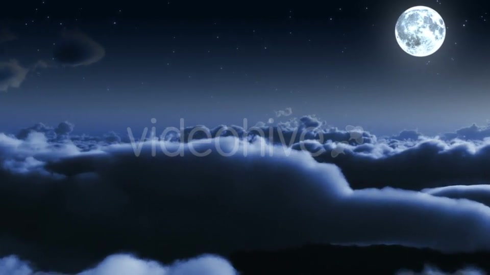 Night Flight Over Clouds with Stars and Moon Videohive 20002107 Motion Graphics Image 4