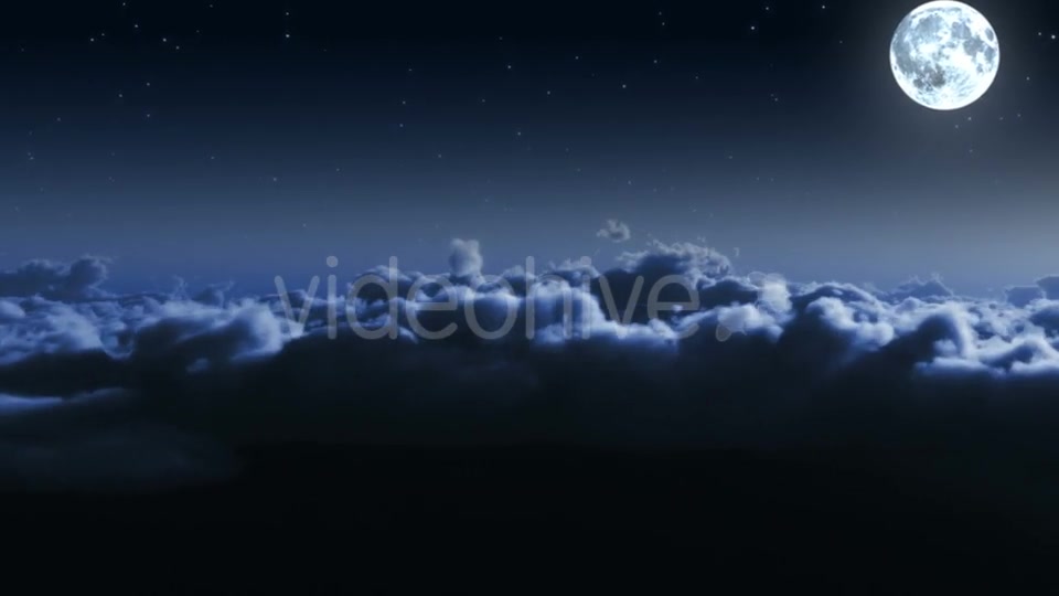 Night Flight Over Clouds with Stars and Moon Videohive 20002107 Motion Graphics Image 6