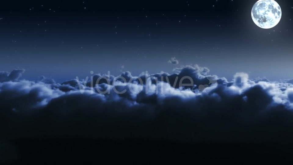 Night Flight Over Clouds with Stars and Moon Videohive 20002107 Motion Graphics Image 7