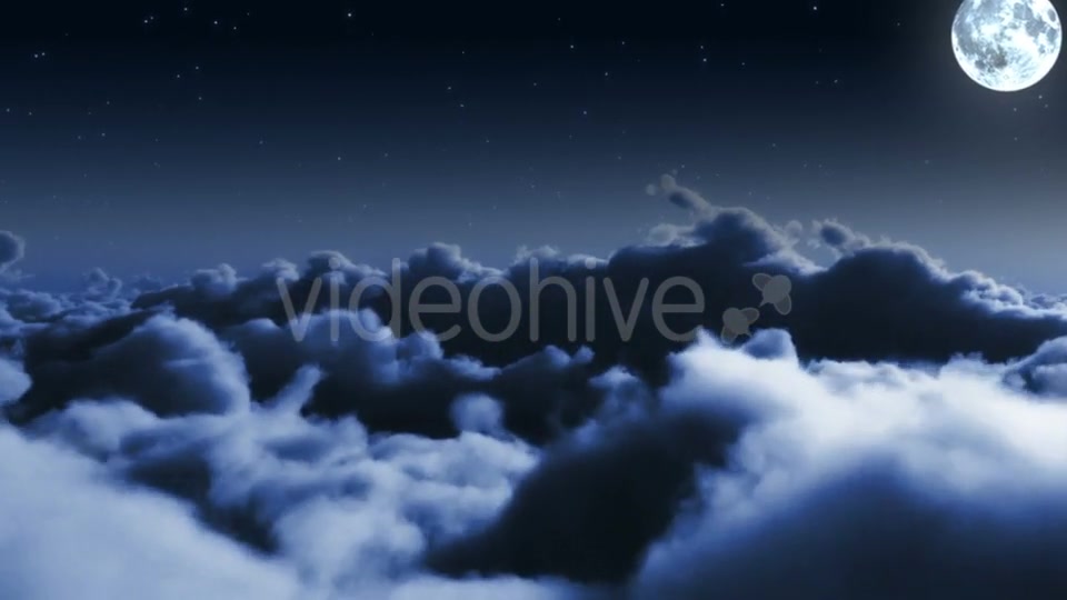 Night Flight Over Clouds with Stars and Moon Videohive 20002107 Motion Graphics Image 9