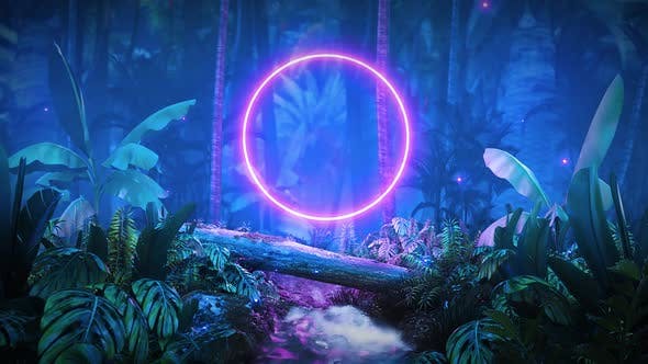 Night Jungle with Glowing Neon - Download 23785183 Videohive