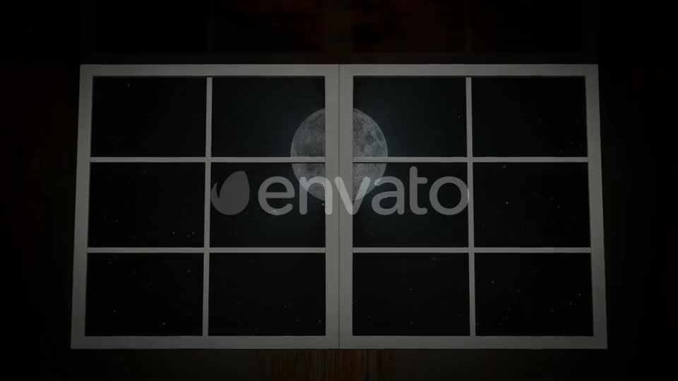 Night Sky and Moon Seen Through Opened Windows Videohive 23271171 Motion Graphics Image 1