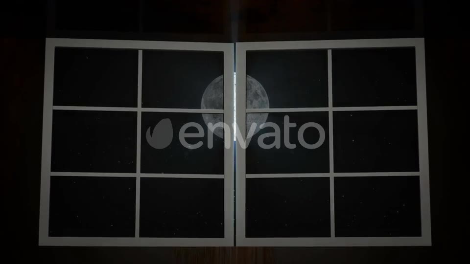 Night Sky and Moon Seen Through Opened Windows Videohive 23271171 Motion Graphics Image 2