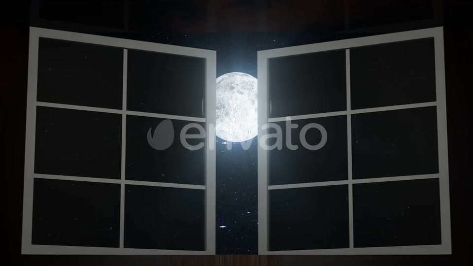 Night Sky and Moon Seen Through Opened Windows Videohive 23271171 Motion Graphics Image 3