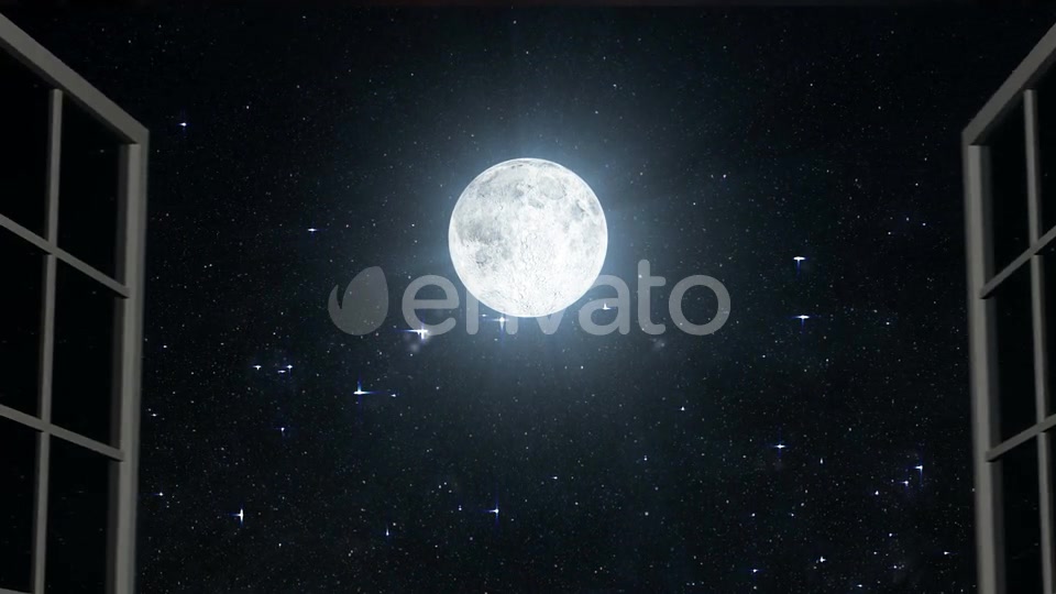 Night Sky and Moon Seen Through Opened Windows Videohive 23271171 Motion Graphics Image 5