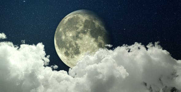 Night Sky Panorama Clouds And The Moon - 8063225 Videohive Download