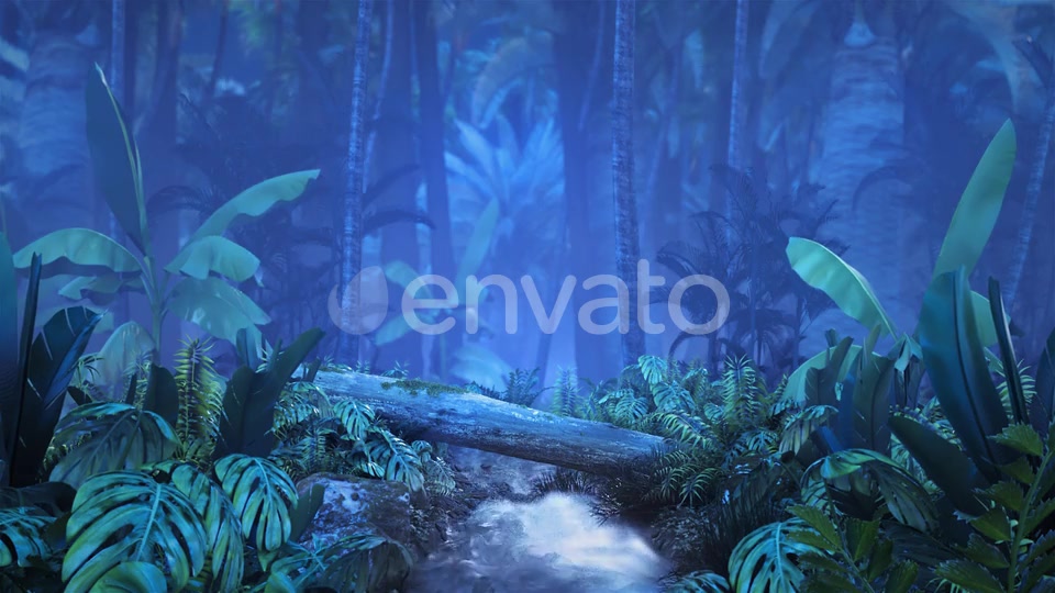 Night Tropical Jungle with a Brook Videohive 23249620 Motion Graphics Image 3