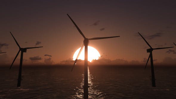 Offshore Wind Farm Sunset 2 - 9411133 Videohive Download