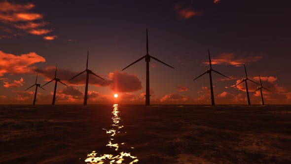 Offshore Wind Farm Sunset - 6869711 Download Videohive