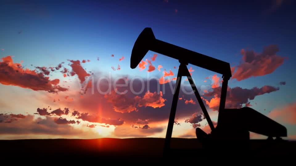 Oil Pump Silhouette Over Sunset Videohive 19587306 Motion Graphics Image 1