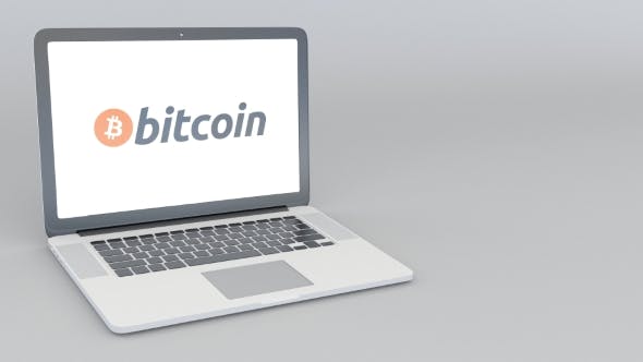 Opening and Closing Laptop with Bitcoin BTC Logo on the Screen. Cryptocurrency Related Clip, Blank - 20996827 Download Videohive