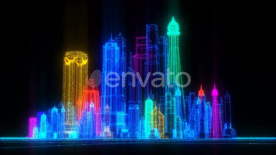 Orbiting Futuristic Digital Colorful City Seamless Loop Videohive 22732078 Motion Graphics Image 10