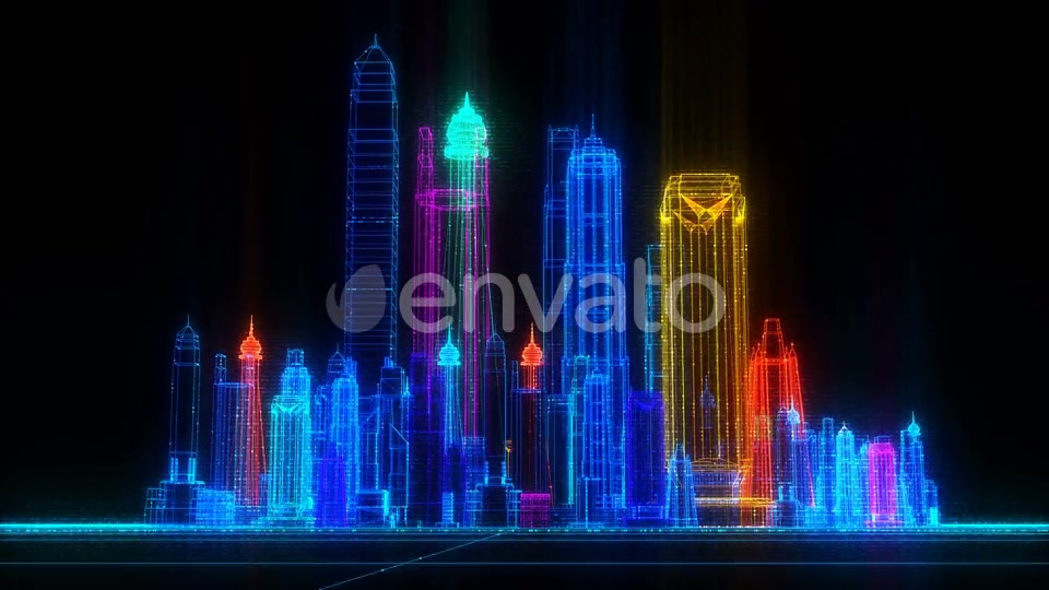 Orbiting Futuristic Digital Colorful City Seamless Loop Videohive 22732078 Motion Graphics Image 3