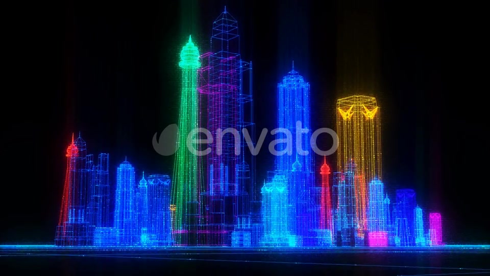 Orbiting Futuristic Digital Colorful City Seamless Loop Videohive 22732078 Motion Graphics Image 4