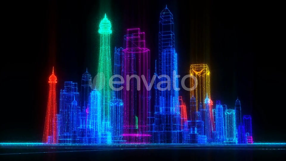 Orbiting Futuristic Digital Colorful City Seamless Loop Videohive 22732078 Motion Graphics Image 5