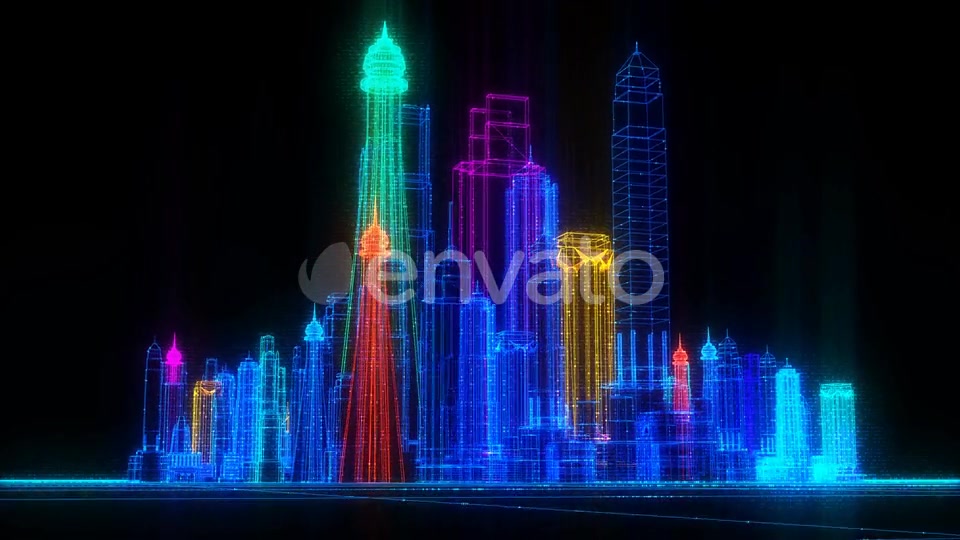 Orbiting Futuristic Digital Colorful City Seamless Loop Videohive 22732078 Motion Graphics Image 6