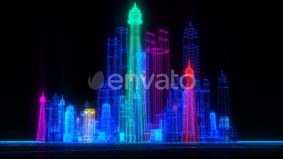 Orbiting Futuristic Digital Colorful City Seamless Loop Videohive 22732078 Motion Graphics Image 7