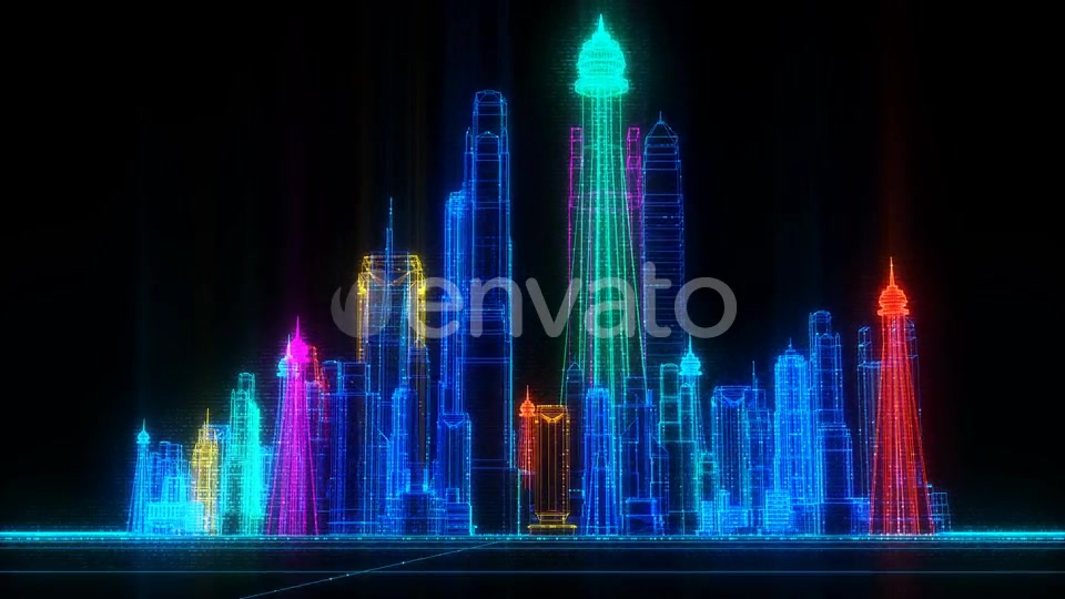 Orbiting Futuristic Digital Colorful City Seamless Loop Videohive 22732078 Motion Graphics Image 8