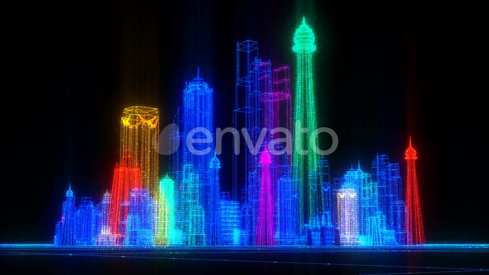 Orbiting Futuristic Digital Colorful City Seamless Loop Videohive 22732078 Motion Graphics Image 9