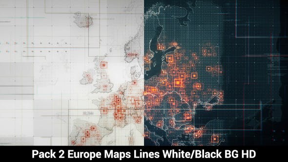 Pack of 2 Europe Maps with Lines Rollback Camera HD - Download Videohive 19714933