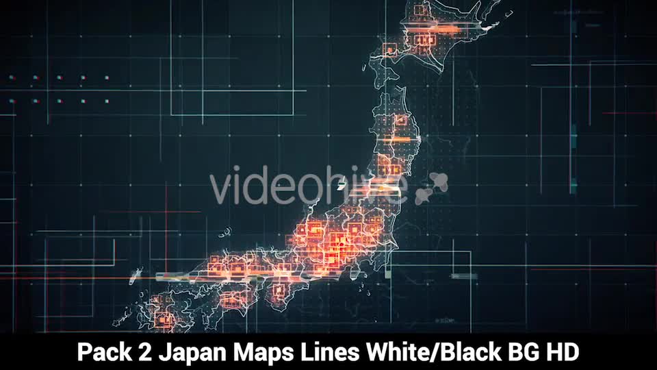 Pack of 2 Japan Maps with Lines Rollback Camera HD Videohive 19772805 Motion Graphics Image 1