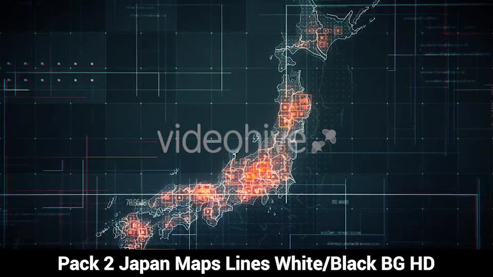 Pack of 2 Japan Maps with Lines Rollback Camera HD Videohive 19772805 Motion Graphics Image 2