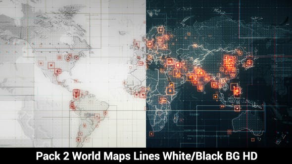 Pack of 2 World Maps with Lines Rollback Camera HD - Download 19681207 Videohive