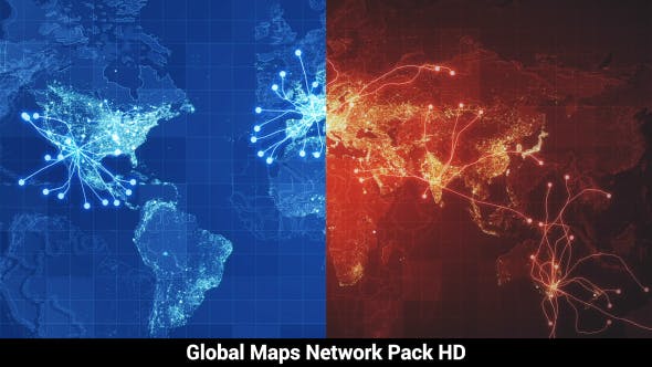 Pack of 3 Global Maps Network HD - 19902665 Videohive Download