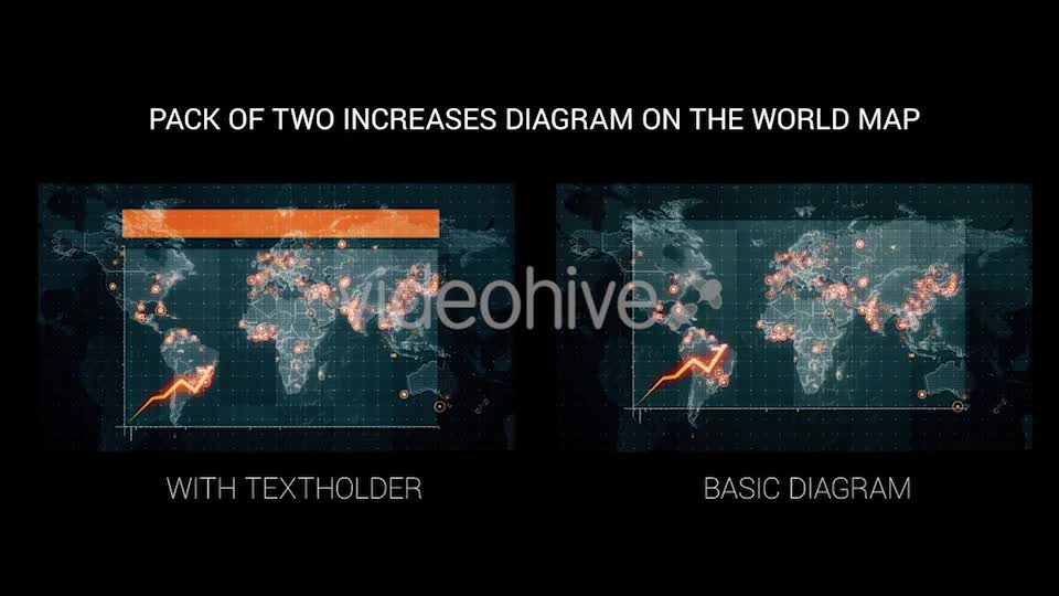 Pack of Two Increases Diagrams on the World Map 4K Videohive 18506434 Motion Graphics Image 1