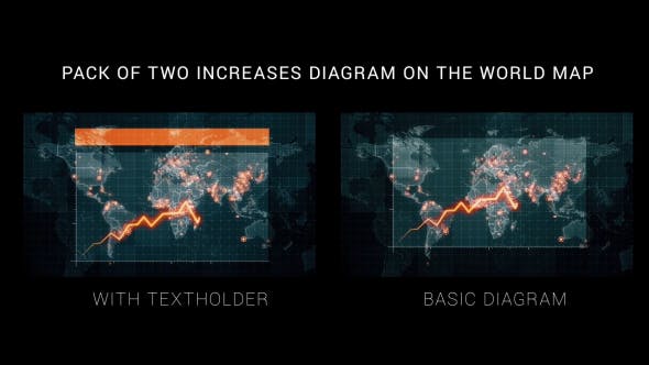 Pack of Two Increases Diagrams on the World Map HD - 19752345 Videohive Download
