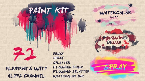 Paint Kit: Watercolor Ink, Brush, Splatter, Spray - Videohive 22450994 Download